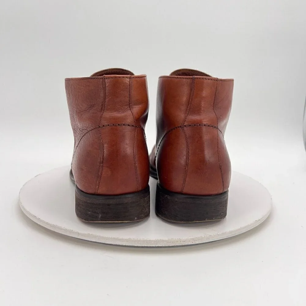 Johnston & Murphy Est. 1850 Men Sz 11 Brown Leather Plain Toe Chukka Ankle Boot